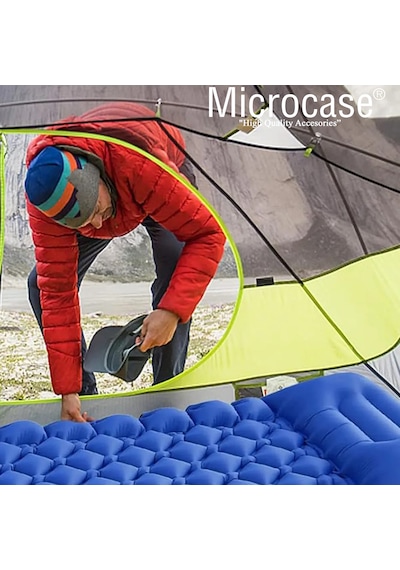 Pompasız Şişebilen Tek Kişilik Şişme Outdoor Kamp Yatağı Al4525 Mavi