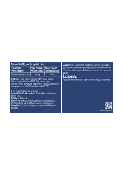 2'li 5-htp 100 Mg Takviye Edici Gıda 30 Kapsül