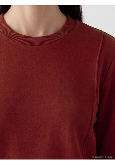 Lcwaıkıkı Classic Bordo Bisiklet Yaka Kadın Sweatshirt Tunik