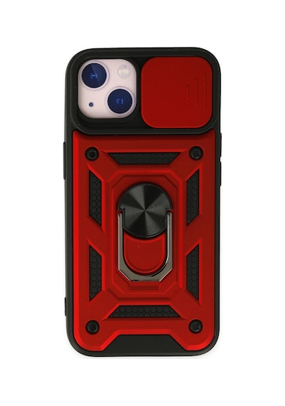 Newface - 354 - Apple iPhone Uyumlu 14 Kılıf Pars Lens Yüzüklü Silikon - Aconcept - - Kırmızı