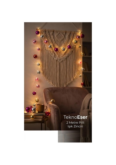 2 Metre Pilli Işıklı Renkli Top Süs Yılbaşı Ağacı Aydınlatma Zinciri Led Peri Led Dekoratif Oda Süsü