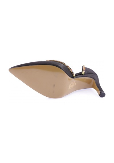 Dgn 1328 Kadin Transparan Detayli Stiletto 1328-2150-R1671 Siyah Saten