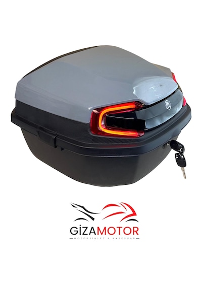 Işıklı + Sırt Dayamalı 33 Litre Motosiklet Çantası Koyu Nardo Gri