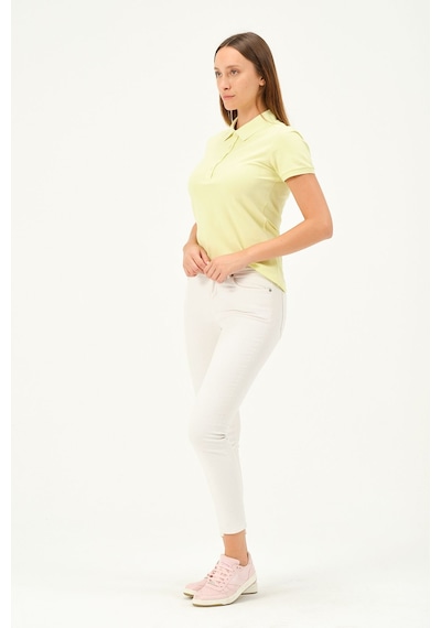 Msw Kadın Kısa Kollu Regular Fit Polo Yaka T-shirt Sarı