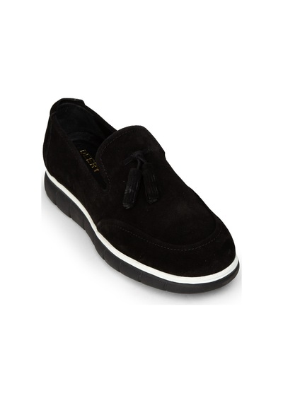 Deery Erkek Hakiki Süet Siyah Püsküllü Loafer - 02048msyhe01