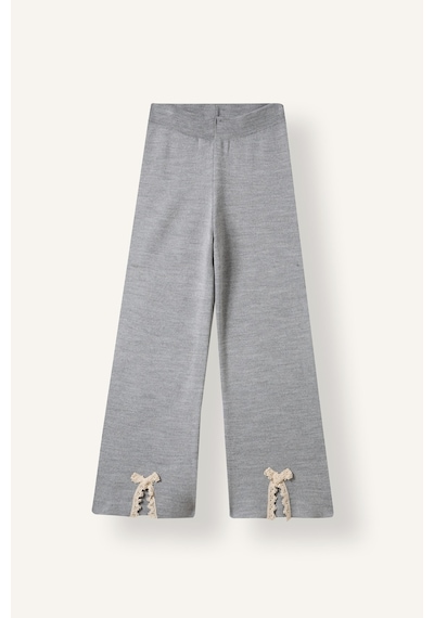 Defacto Wide Leg Paçası Fiyonk Detaylı Triko Pantolon Kız Çocuk I7456a826augr127 Gri-gr127