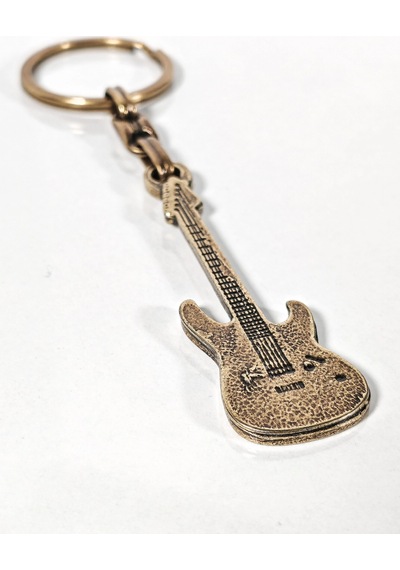 Antik Bronz Gitar Figürlü Metal Anahtarlık Müziğin Özgür Ruhu Ve Zamansız Stil Çok Renkli