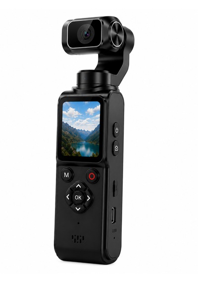 4k Vlog Kamerası 64mp 2 Eksen Mekanik Gimbal 330 Akıllı Yüz Takibi 1.7'' Hd Dokunmatik Ekran Wifi Webcam Type-c