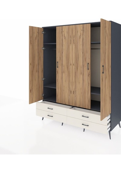 Kronos Gardrop 6 Raflı 4 Çekmeceli 2 Askılı 176x59x221 Antrasit-çam/aytaşı Çam/aytaşı Kronos Gardrop 6 Raflı 4 Çekmeceli 2 Askılı 176x59x221 Antrasit-çam/aytaşı Çam/aytaşı