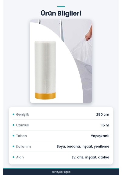 Boya Badana Eşya Koruma Hışır Örtüsü 280cm X 15 Mt Yapışkanlı Hışır