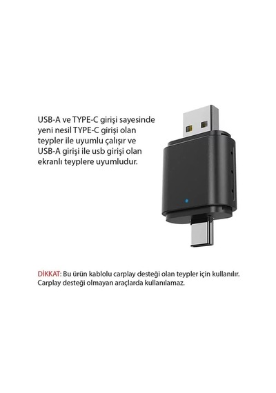 Hubrendy Sh Powermaster Pm-27447 Kablosuz Carplay - Android Auto Çevirici Dönüştürücü Adaptör İki Gi