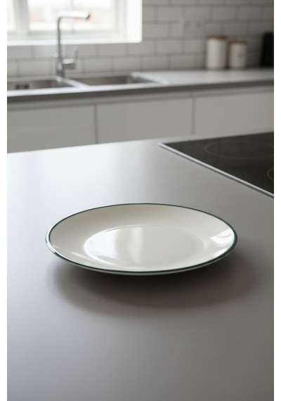 6'lı Valencia Servis Tabağı 25cm Rim Yeşil Rinart Krem