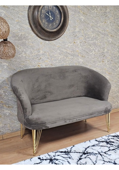 Zafir İkili Teddy Gold Kaplama Telli Ayak Çay Seti Koltuk Tekli Berjer , Balkon, Salon, Ofis Kahverengi