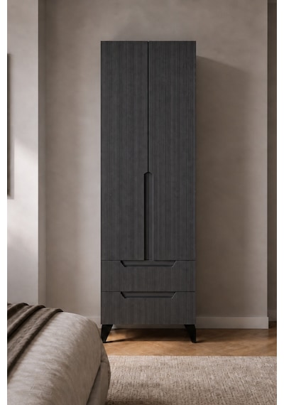 Hera İki Kapaklı İki Çekmeceli Modern Gardırop Beyaz-antrasit Beyaz - Antrasit Hera İki Kapaklı İki Çekmeceli Modern Gardırop Beyaz-antrasit Beyaz - Antrasit