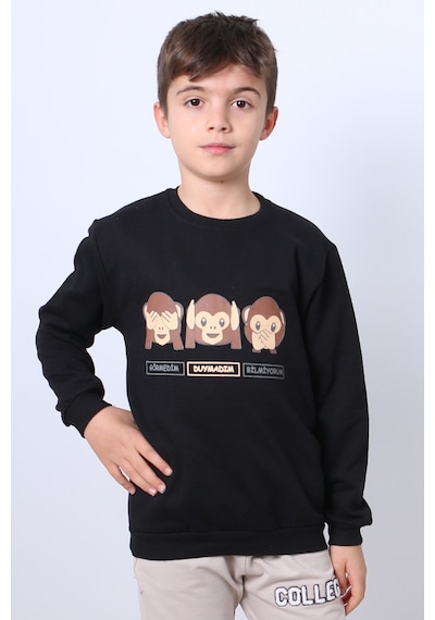 Hçm Erkek Çocuk Şardonlu Sweat Karakter Baskılı Ribanalı E34 Siyah Hçm Erkek Çocuk Şardonlu Sweat Karakter Baskılı Ribanalı E34 Siyah