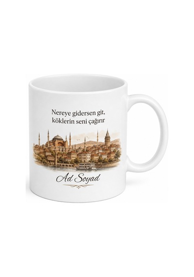Doğum Günü İçin Memleket Temalı Kupa Bardak Kişiye Özel Hediye Beyaz / Çok Renkli