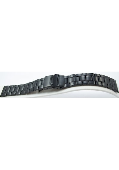 22Mm Siyah Metal Saat Kordonu Çelik Kolçak 1.Kalite Kayış Şeritli