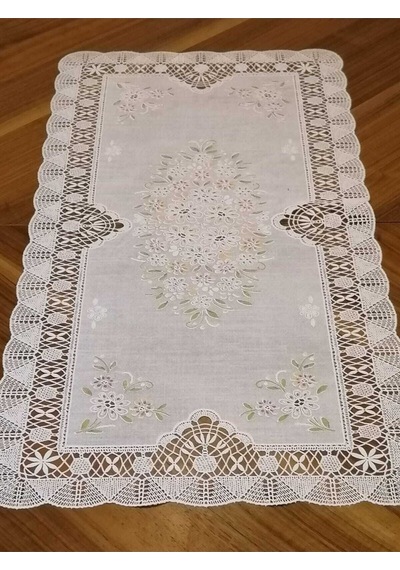 Pvc Runner Ve Sehpa Üstü Servislik 40 Cm X 30 Cm Beyaz Başak Ev Tekstili