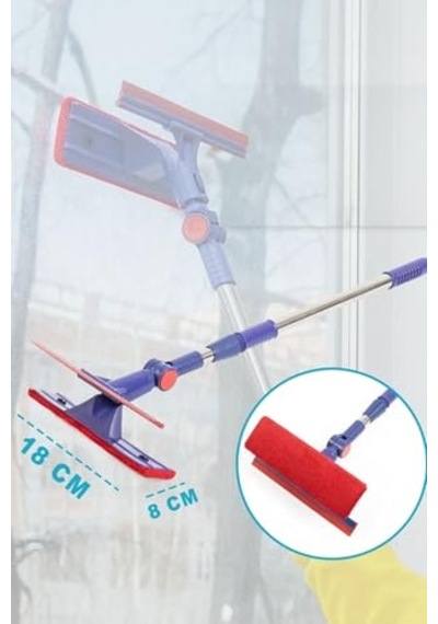 Teleskopik Mop Çift Taraflı Pratik Cam Silme Aparatı Cam Silme Mopu Mikrofiber Bezli Cam Silecek Diğer