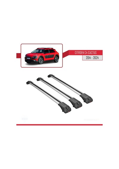 Citroen C4 Cactus 2014 Ve Sonrası İle Uyumlu Ace-1 Ara Atkı Tavan Barı Gri 3 Adet Bar