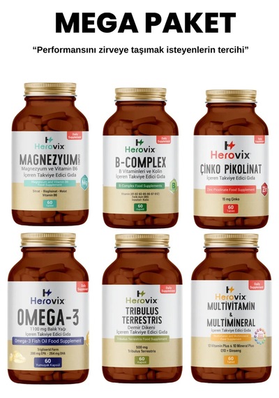 Herovix Sporculara Özel 6'lı Mega Paket Omega3, Magnezyum, Multi