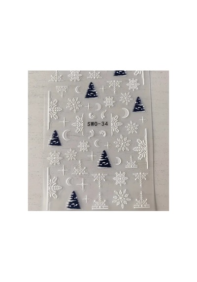 Kurabiye Adam Çam Ağacı Kar Tanesi Noel 3d Tasarım Yapışkan Sticker Tırnak Dövmesi Nail Art