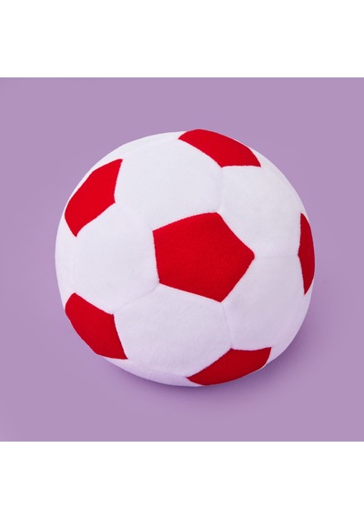Soft Futbol Topu Figürlü Yastık - Beyaz / Kırmızı - 30x30 Cm