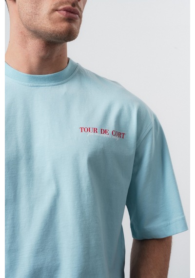 Respire Erkek Cort Baskılı Oversize T-shirt Bebe Mavi Bebe Mavisi