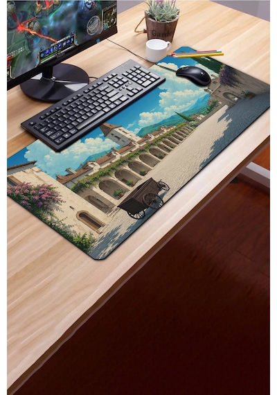 Sonictouch Klavye Mousepad 40x90cm Dikişsiz Pürüzsüz Sıvı Geçirmez Kaymaz Taban Dağ Kasabası