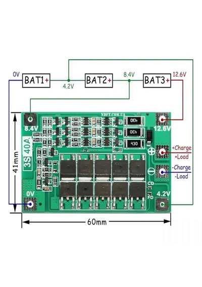 3s 40a Bms Balans Lityum Batarya Koruma Kartı 3 Seri Hücreli