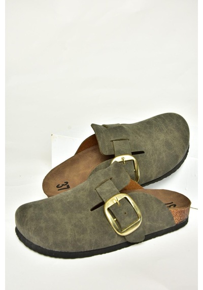 Fox Shoes T777589002 Haki Süet Kadın Terlik Haki-süet Haki
