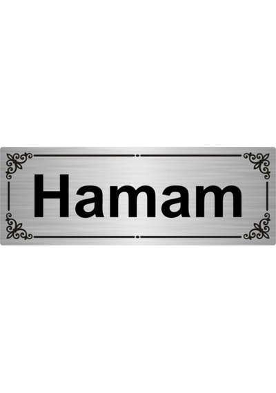 Hamam 7x20cm Gümüş Renk Metal Yönlendirme Levhası