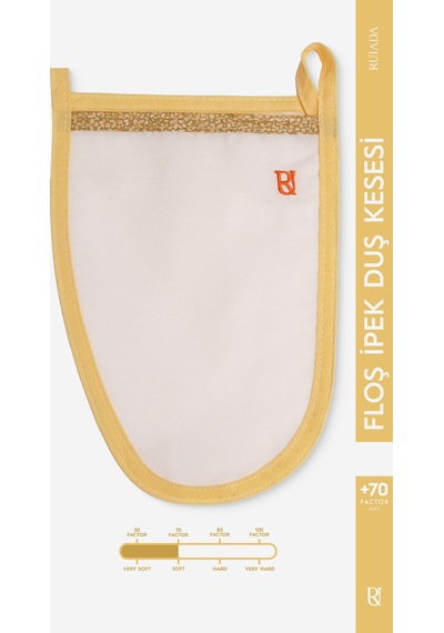 +50 Factor Sarı İnce Banyo Duş Kesesi Peeling Eldiveni %100 Floş İpek Premium Kadın Ve Erkekler