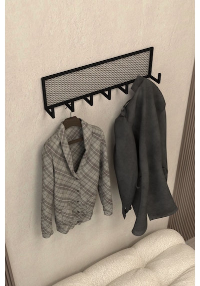 Aju Duvar Askısı Portmanto Elbise Havlu Askılığı Ev Banyo Mutfak Düzenleyici Modern 7 Kol Metal Askılı Siyah