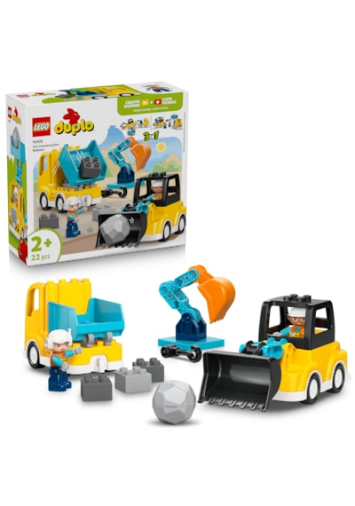 LEGO® DUPLO® Kasabası 3'ü 1 Arada İnşaat Araçları 10475 - 2 Yaş ve Üzeri Çocuklar için Yaratıcı Oyuncak Yapım Seti (22 Parça)