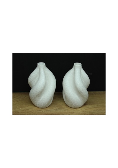Modern Spiral Tasarım Dekoratif Beyaz Vazo Seti 2 Li Minimalist Ev Dekoru, Kurutulmuş Çiçek İçin Beyaz Beyaz