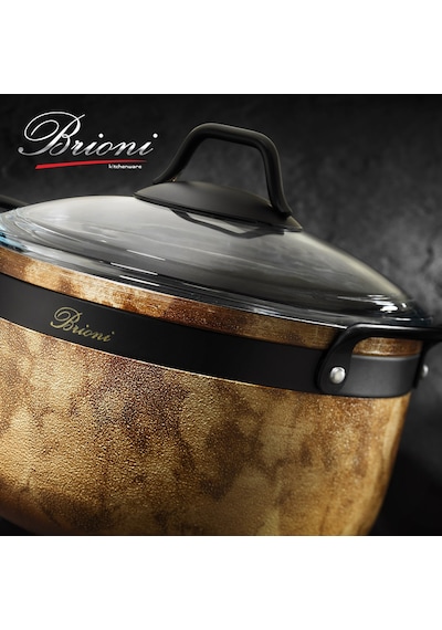 Brioni Royal Stone 7 Parça Granit Tencere Seti Siyah