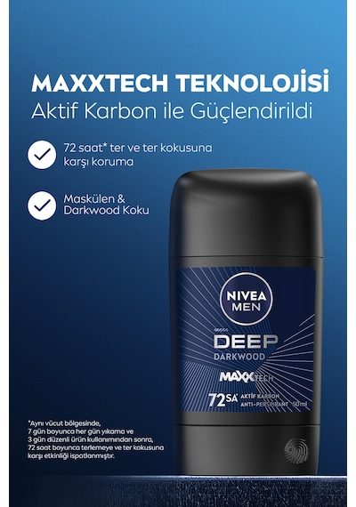 NIVEA Deep Dimension 72 Saat Erkek Stick Deodorant 50 ML