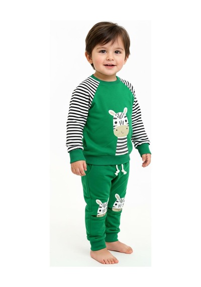 Miababy Figür Baskılı 2 Li Takım Yeşil