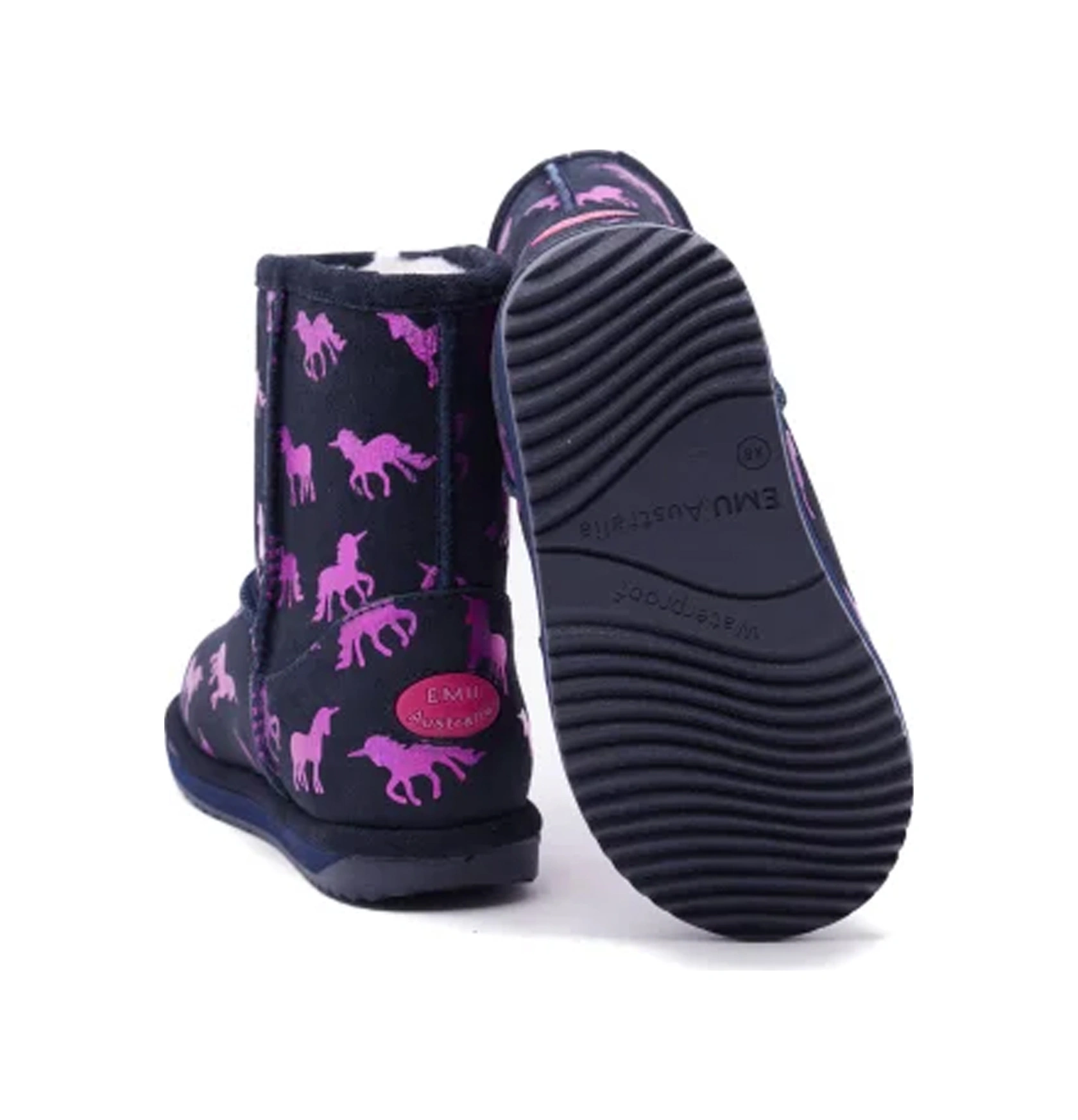 Emu Australia Emu Australia Rainbow Unicorn Brumby Unisex Çocuk Siyah Bot 4900 Pembe
