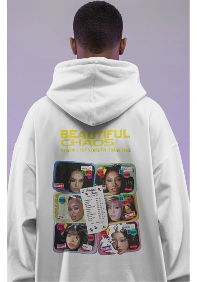 Sevbano Beautiful Chaos Katseye Kpop Müzik Grubu Sırt Baskılı Unisex Over beyaz
