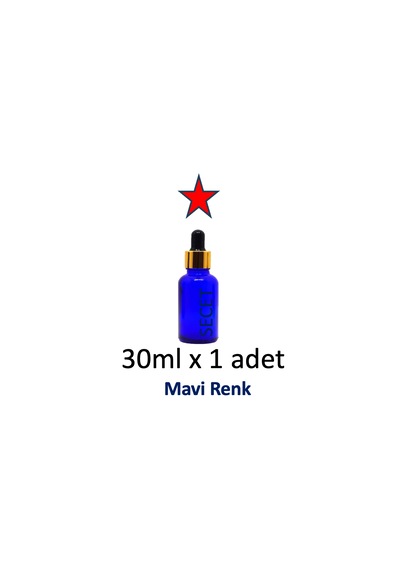 Damlalık, 1 Adet 30ml Damlalıklı Cam Mavi Renk Şişe, Metal Gold