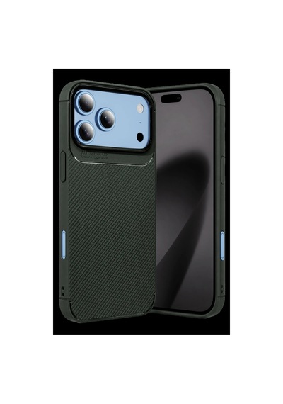 Newface Apple iPhone Uyumlu 18 Pro Max Auto Focus Karbon Kapak - Yeşil Düz Renkli