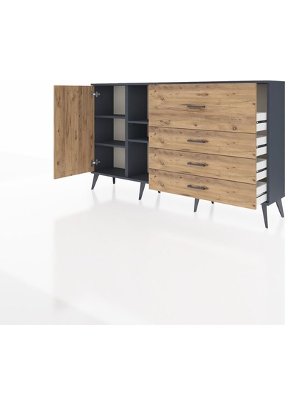 Arges Konsol 4 Raflı 4 Çekmeceli Tek Kapaklı 176x30x99 Antrasit-çam Atlas Çam - Antrasıt Arges Konsol 4 Raflı 4 Çekmeceli Tek Kapaklı 176x30x99 Antrasit-çam Atlas Çam - Antrasıt