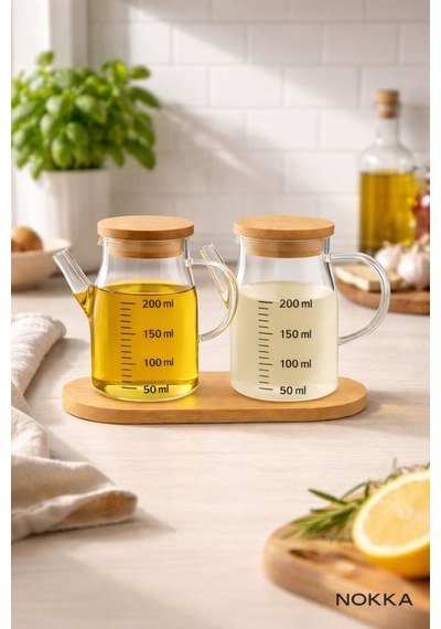 Mini Sosluk Yağdanlık Seti, 2'li Salata Seti, Bambu Stant Diğer