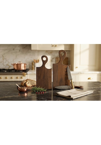 Fam Wood Art Doğal Ahşap 2'li Kesme Sunum Doğrama Tahtası,servis Tabağı%100 Çam Ağacı Kahverengi