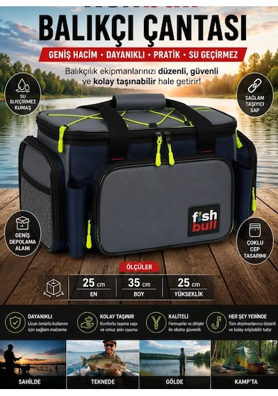 Fish Bull Cepli Balıkçı Çantası Gri Renk