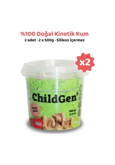Doğal Kinetik Oyun Kumu 2x500gr - Yeşil