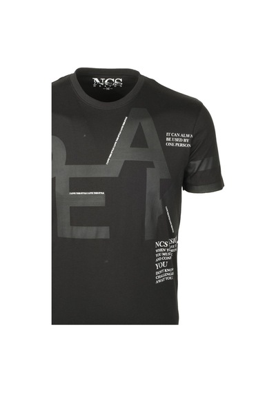 Ncs Siyah Bisiklet Yaka Baskılı Slim Fit Dar Kesim Tshirt 1227-siyah Siyah