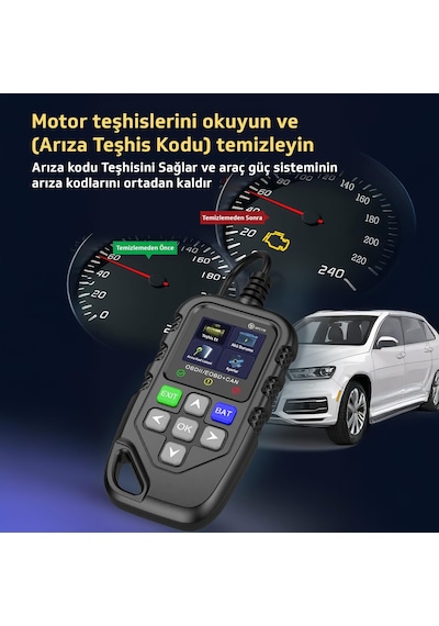 NPO NPC119 1.8 Renkli Türkçe Ekran OBDII/EOBD+CAN Modlu Otomatik Araç Arıza Tespit Silme Cihazı